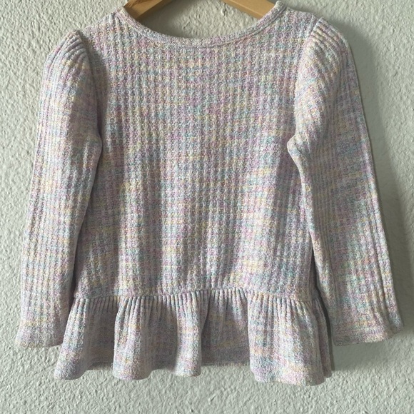 Cat & Jack Other - Cat & Jack Waffle Knit Top Girls 3T Pastel Peplum Long Sleeve